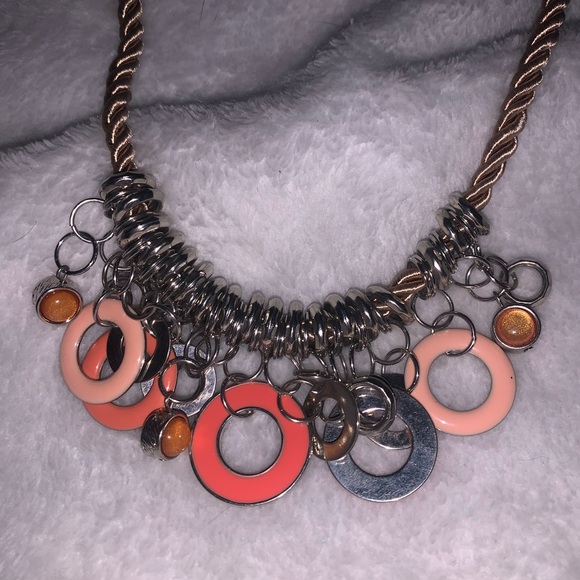 Coral and Silver Charm Necklace - Picture 2 of 6